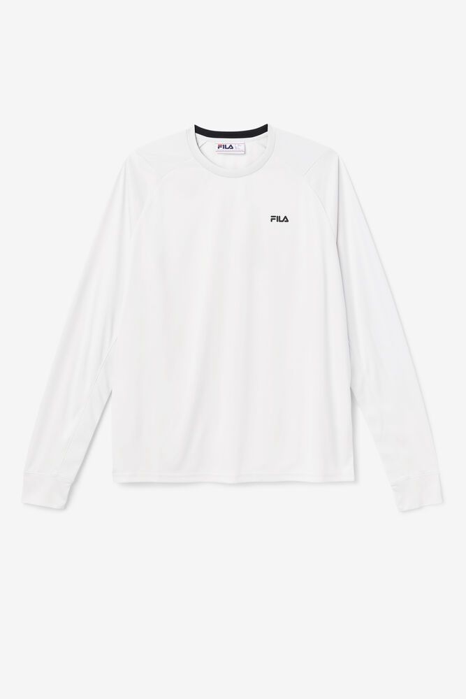 Fila T-Shirt Mens White - Jazam Long Sleeve Crew - Philippines 4820976-YO